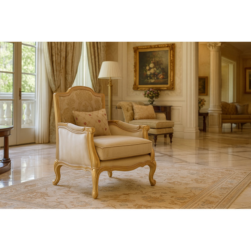Fauteuil en velours l 30 pouces Zaylee, Velours beige
