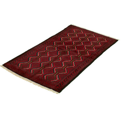 One-of-a-Kind 3'5" x 6'4" 1980s Rectangle Wool Area Rug in Black and Red