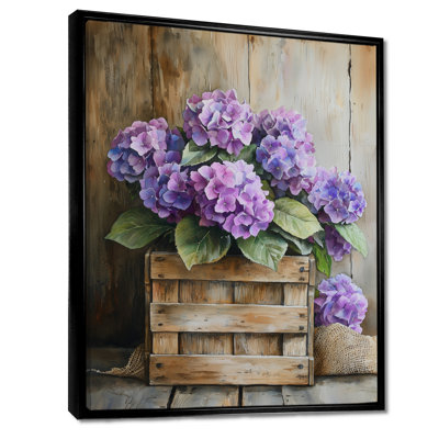 Esteban Hydrangeas Bouquet In A Wooden Crate II - Hydrangea Wall Art
