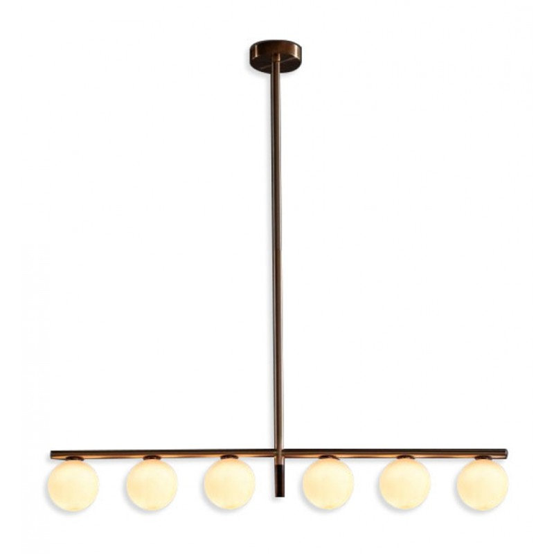 Lustre avec îlot de cuisine Light, Bronze brossé, Fumée, 66" Length x 4" Width x 30" Height