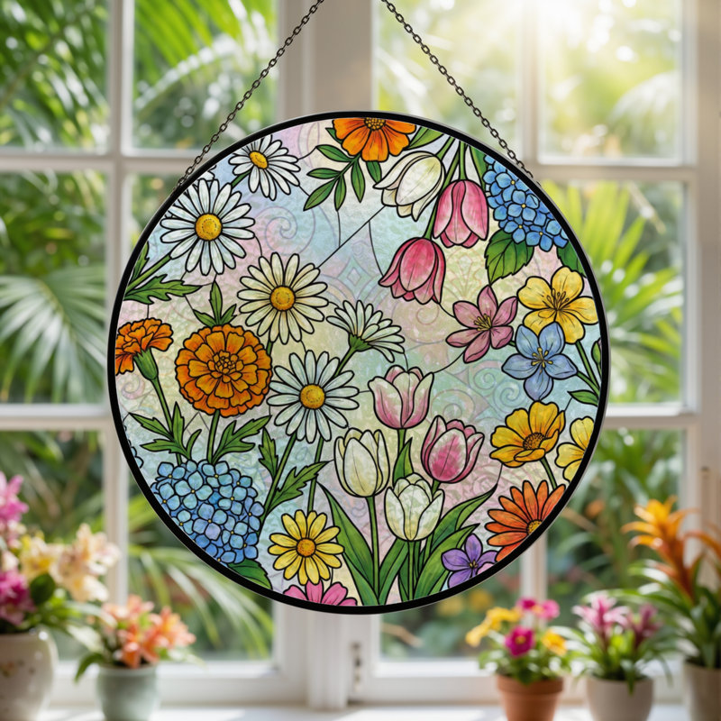 Panneau de vitrail de jardin 12 "H 12", 12" H x 12" W