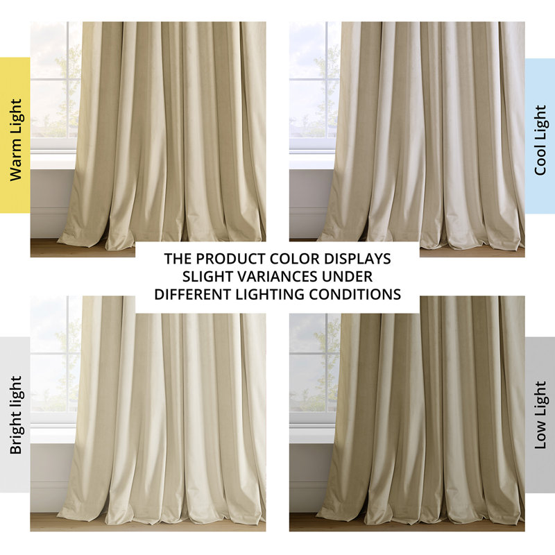 Olivia Velvet Blackout Curtain (1 Panel), Neutral Ground, 50" W x 84" L
