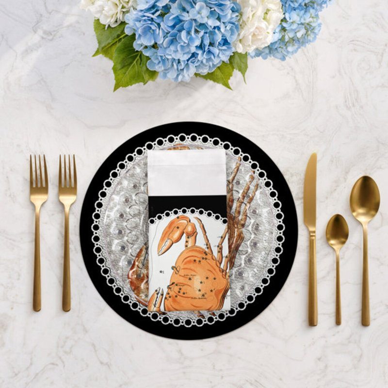 Serviettes de table en satin de coton Zodiac Cancer, Noir
