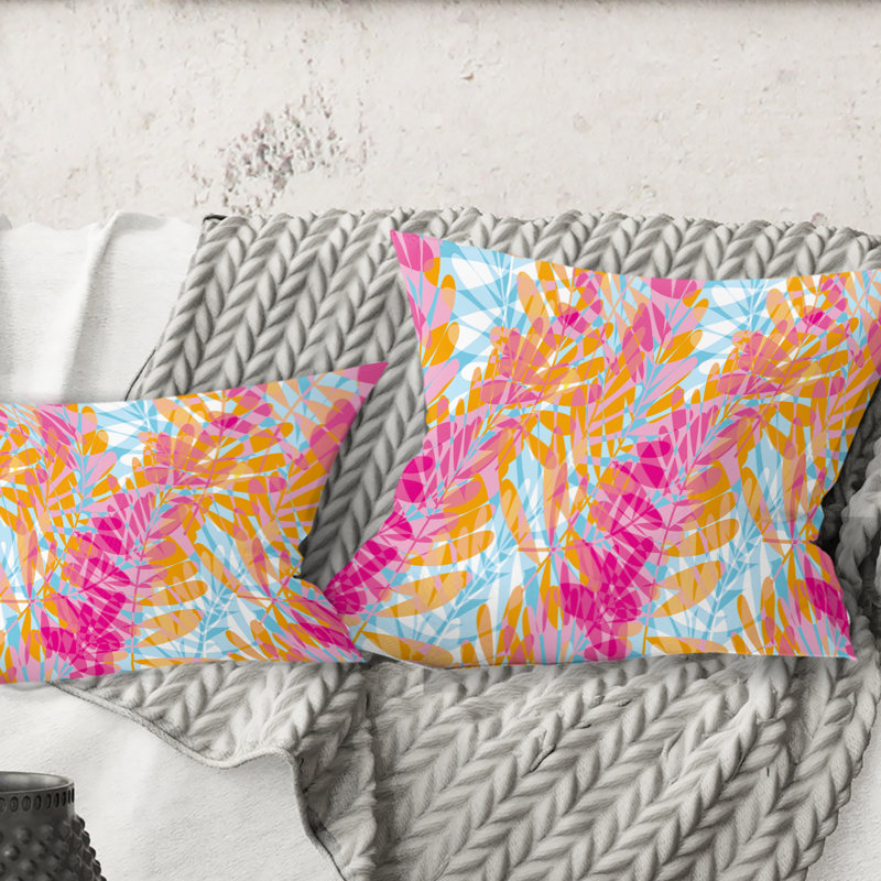 Coussin rétro à motif floral Mid-Century, 18 po x 18 po