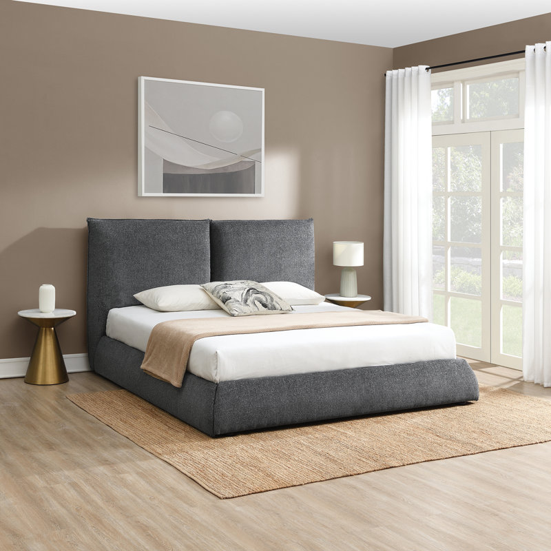 Everby Upholstered Queen Bed, Gray, King