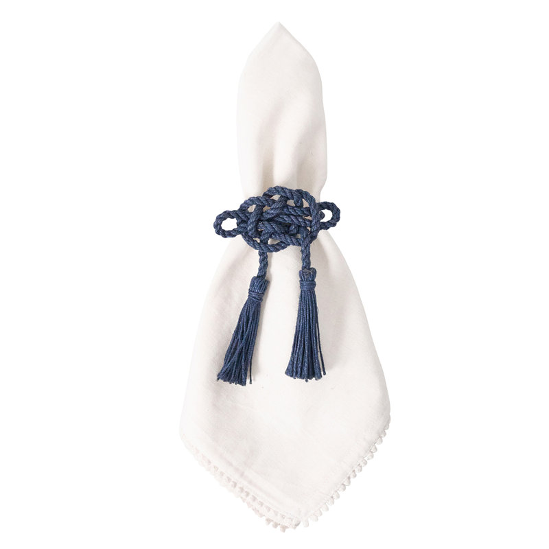 Set of 4 Mystic Knot Napkin Rings, Navy
