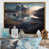 Toile avec cadre flottant or