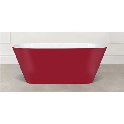 Painted Vetralla 58-3/4" X 29-2/8" Freestanding Soaking Bathtub In Volcanic Limestone With No Overflow Hole