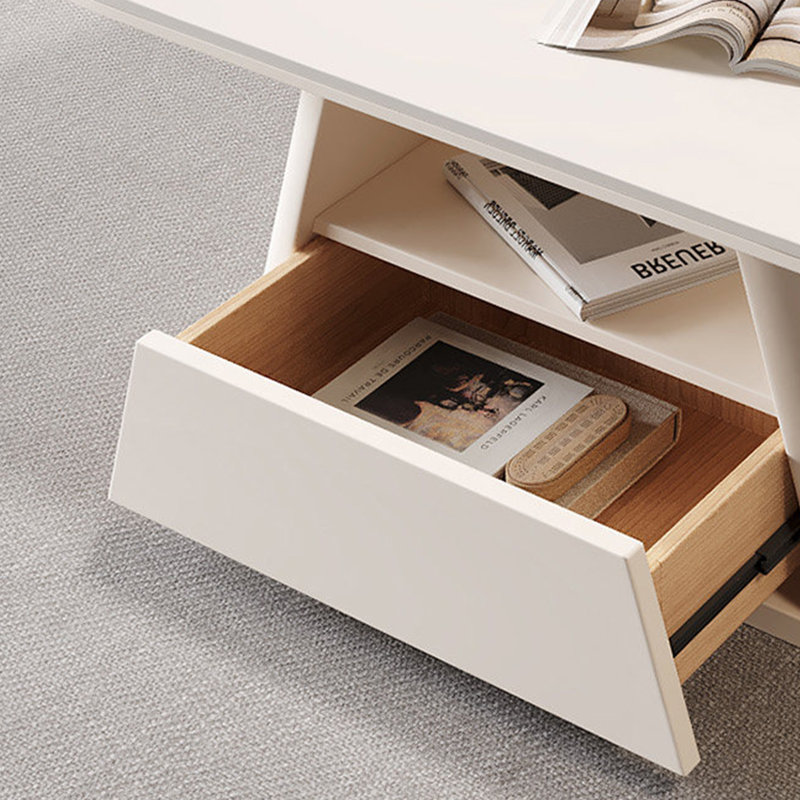 Table basse avec rangement Minimalist, Blanc, H 15,74 po x L 51,18 po x l 27,55 po, Blanc