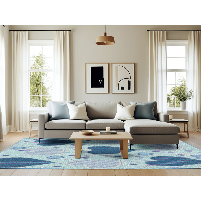 Tapis bleu marine à motifs Adilene, Rectangle 6 pi x 9 pi