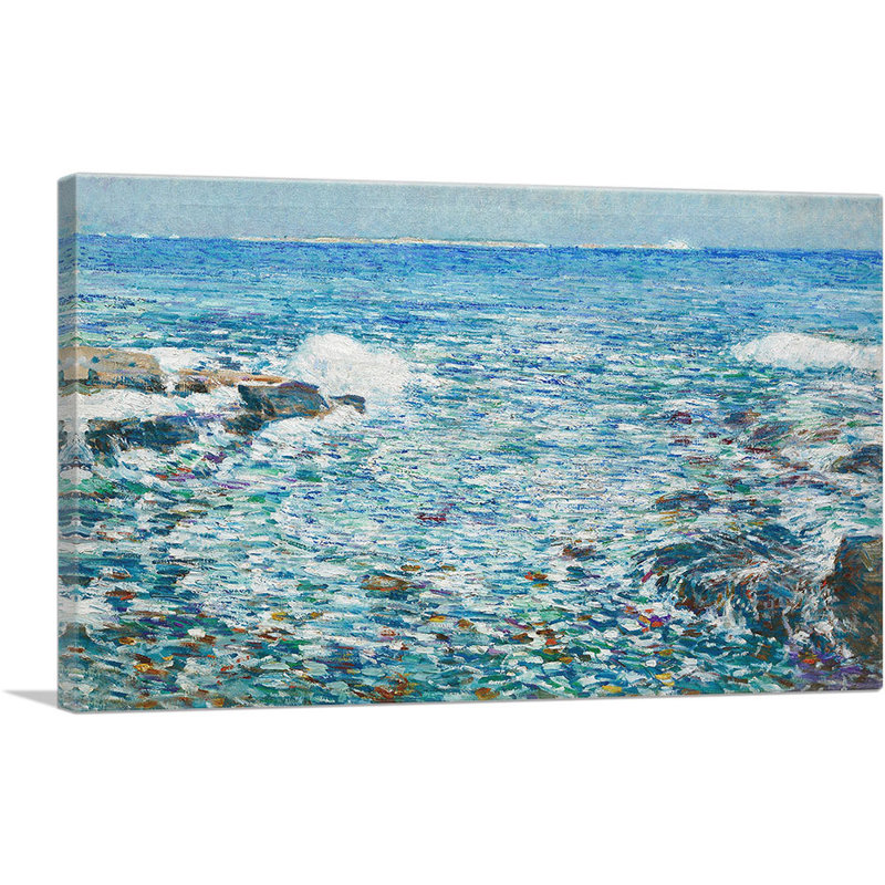 Surf Isles Of Shoals 1913 par Childe Hassam - peinture sur toile tendue, H 26 po x l 40 po x P 1,5 po