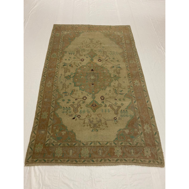 Tapis turc rétro fait à la main 4 x 8