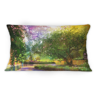 Coussin Vibrant Pathway In A Peaceful Green Park