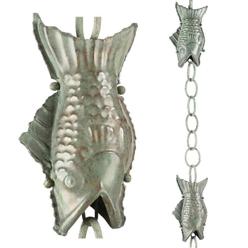 Carlisle Weather Resistant Copper Animals Rain Chain, Blue Verde Copper