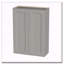 Armoire murale en bois massif gris Shaker avec portes à fermeture en douceur et tablettes réglables - Rangement à double porte pour cuisine, salle de bain et buanderie