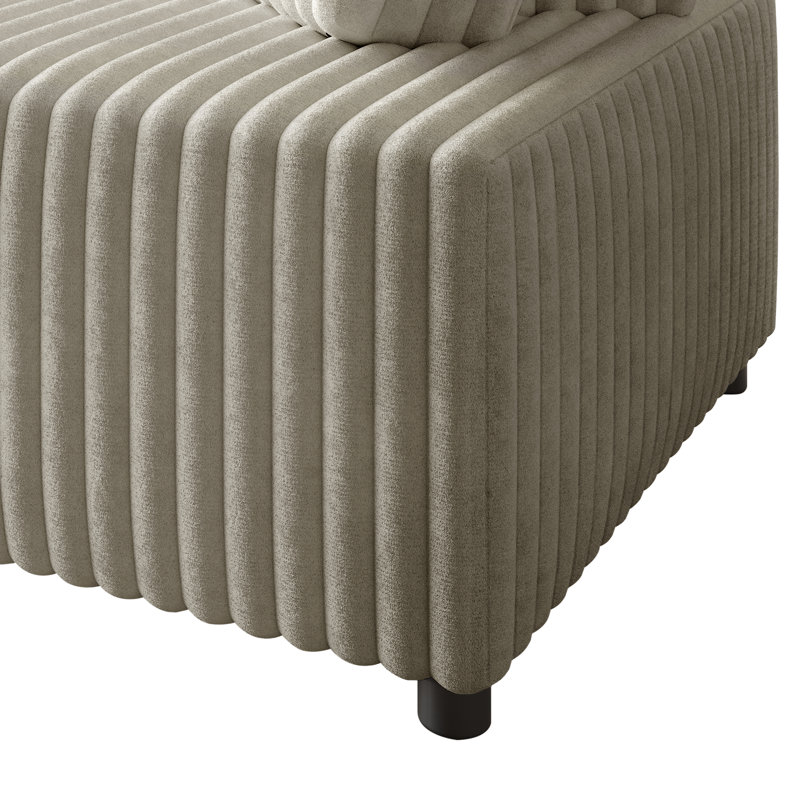 4-Piece Beige Velvet Modular Chair & Corner Set, Beige Velvet