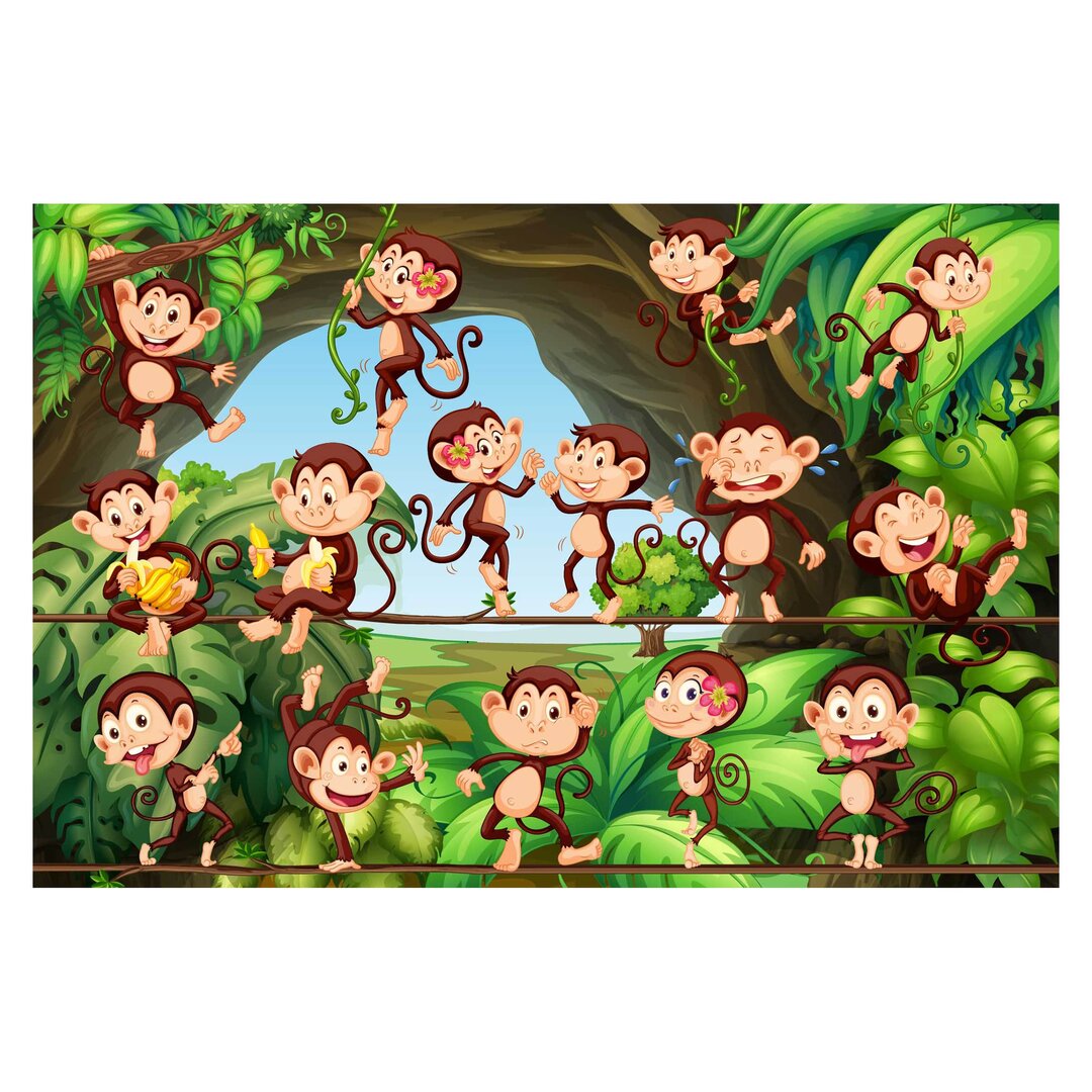 Strukturierte Tapete Jungle Monkeys 2,25 m x 336 cm