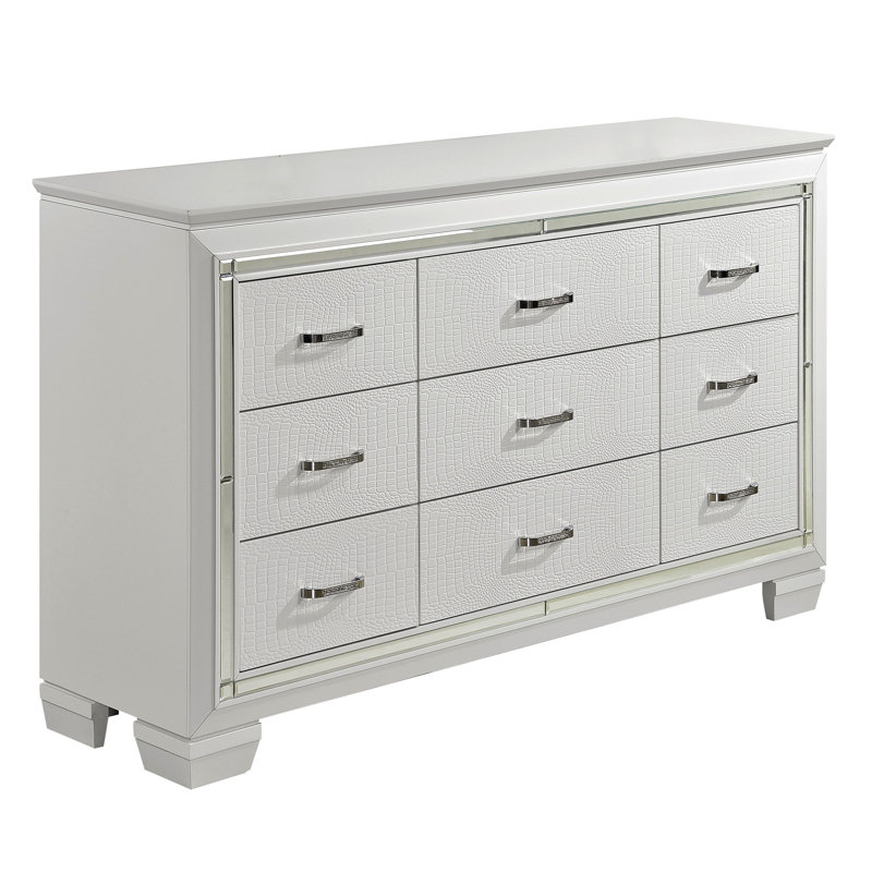Commode de style audacieux 9 tiroirs, Blanc