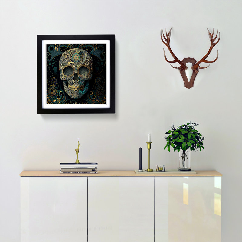 Sugar Skull - Framed Print, Black