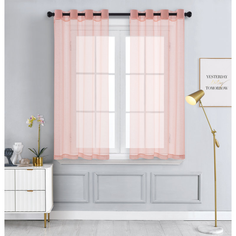2 panneaux de rideaux semi-transparents avec œillets, Rougir, L 57 po x L 45 po