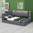 Upholstered Daybed with Storage Footstool, Shelves, Trundle, USB Charging & LED Light-1625701906
