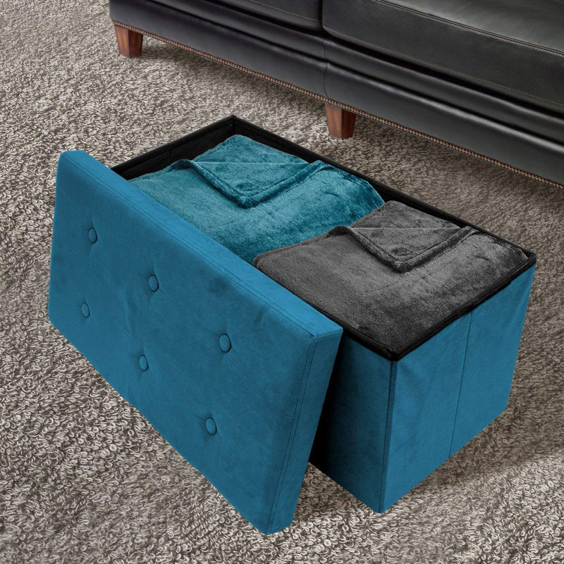 Repose-pieds avec rangement, Bleu sarcelle
