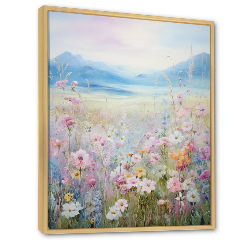 Kawaii Meadow Landscape - impression, Cadre naturel flottant, H 20 po x l 12 po x P 1 po