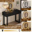 Bureau de coiffeuse noir avec miroir et lumières, petite coiffeuse de maquillage avec 2 tiroirs, organisateur de coiffeuse moderne avec 3 lumières de couleur, luminosité réglable, coiffeuse pour chambre à coucher