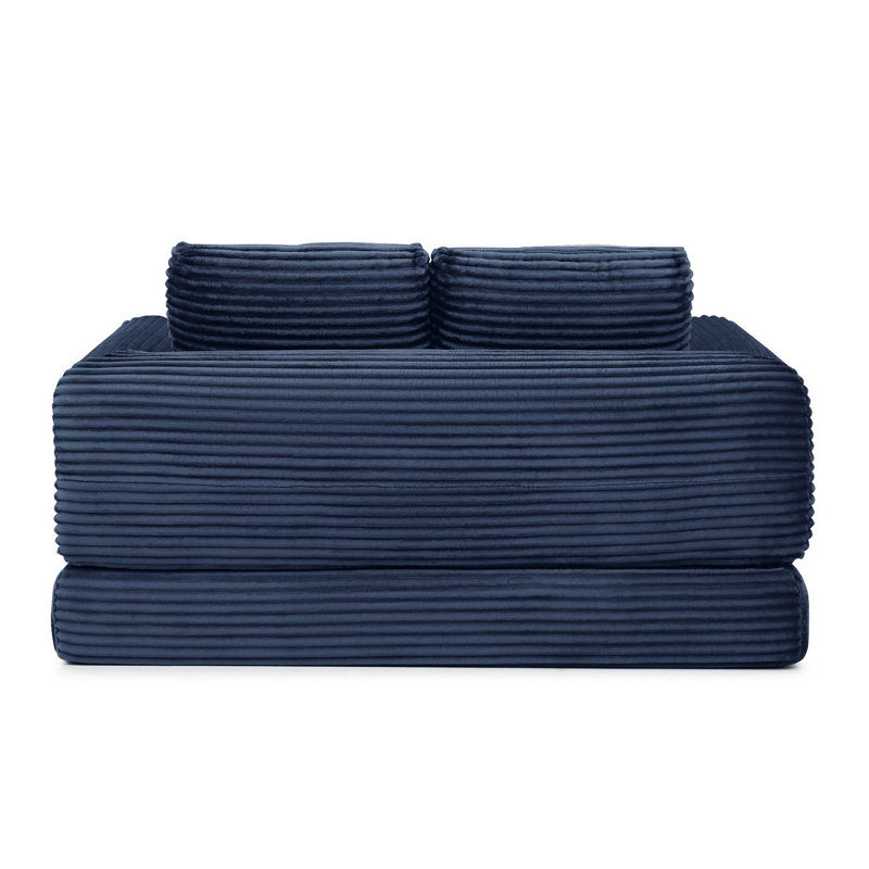 Canapé-lit convertible 2 en 1 avec mécanisme coulissant et conception modulaire pour les espaces de vie modernes., Bleu