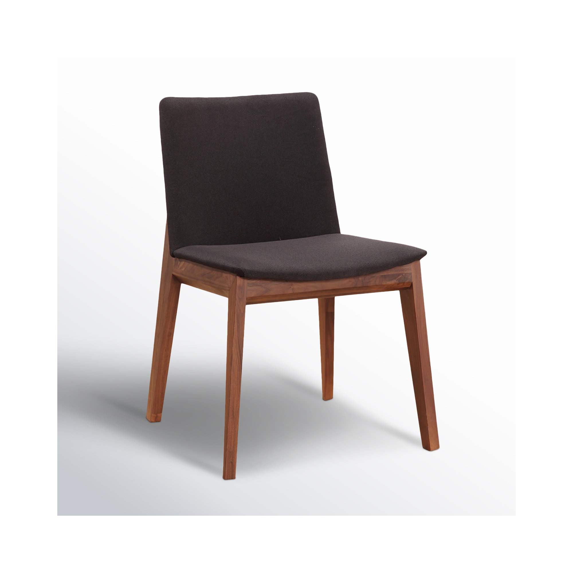 Anrey Solid Wood Upholstered Dining Chair, Black Canvas, Brown