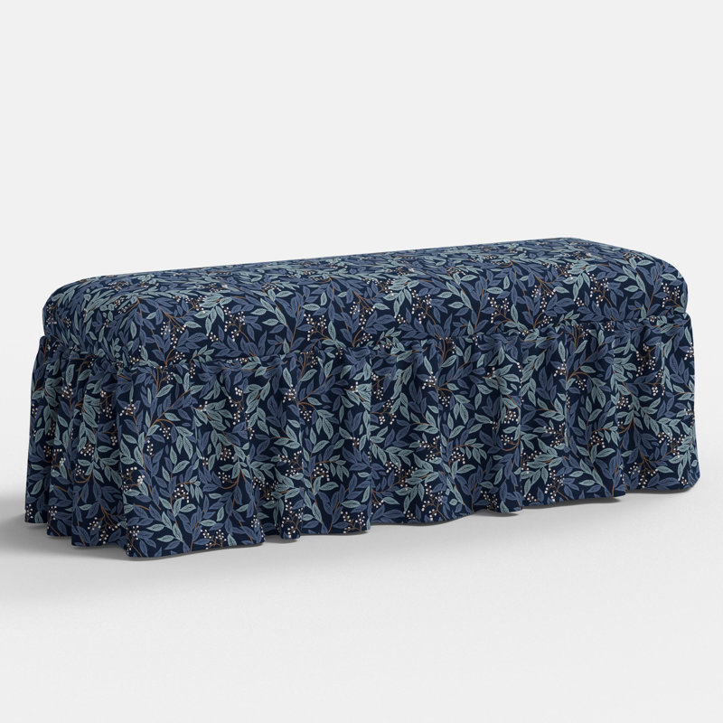 Banc de salle à manger Surrey en bleu marine Willowberry, Motif floral bleu foncé