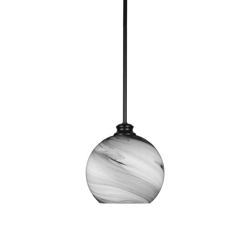Luminaire suspendu 1 lumière Kimbro, Noir mat, H 10 po x l 9,5 po x P 9,5 po