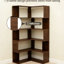 Walnut 6 Tier 66" Tall L Shaped Corner Bookshelf For Living Room, Bedroom, Home Office - Freestanding Display Shelf With Baffle And Open Units, Easy Assembly In Walnut, Ideal Multiple Designs,