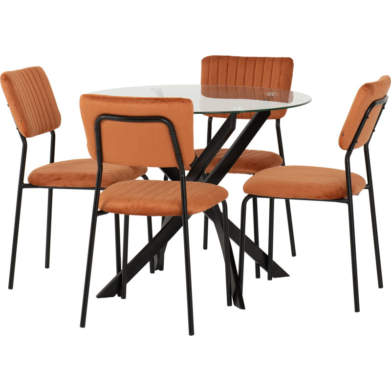 Yelena 4 - Person Dining Set, Orange