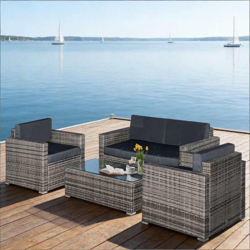 Ensemble modulaire d'extérieur en osier 4 pièces Conversation Furniture