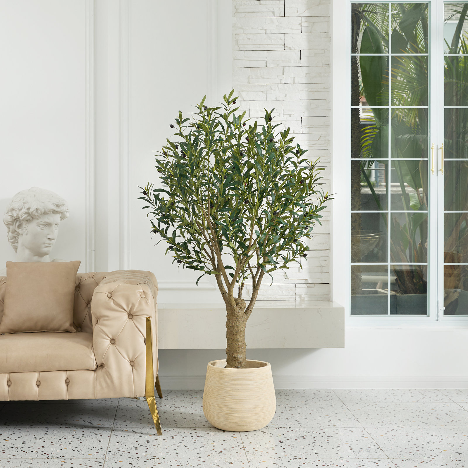 Aldis Olive Tree in Pot, 60" H x 36" W x 36" D