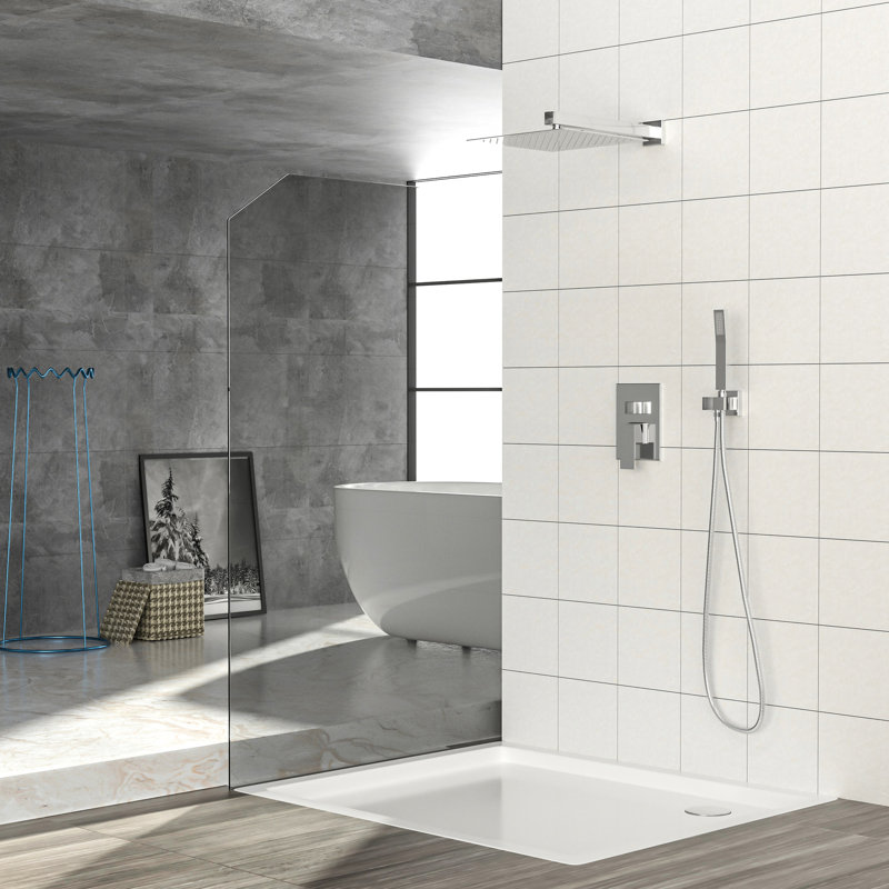 12 Inch Square Dual Shower Head - Wall Mounted System, Stainless Steel