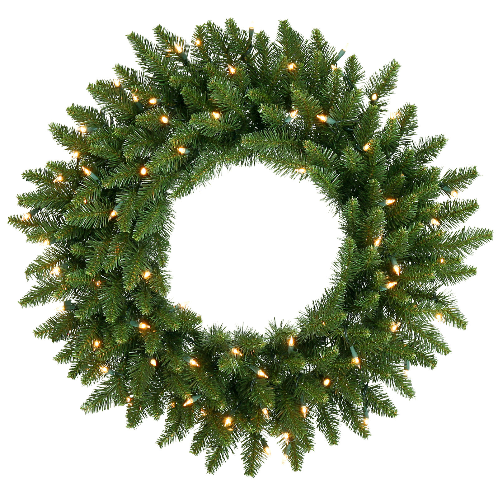 Peabody Pre-Lit Mixed Christmas Wreath, 42" H x 42" W x 3" D,  Warm Clear
