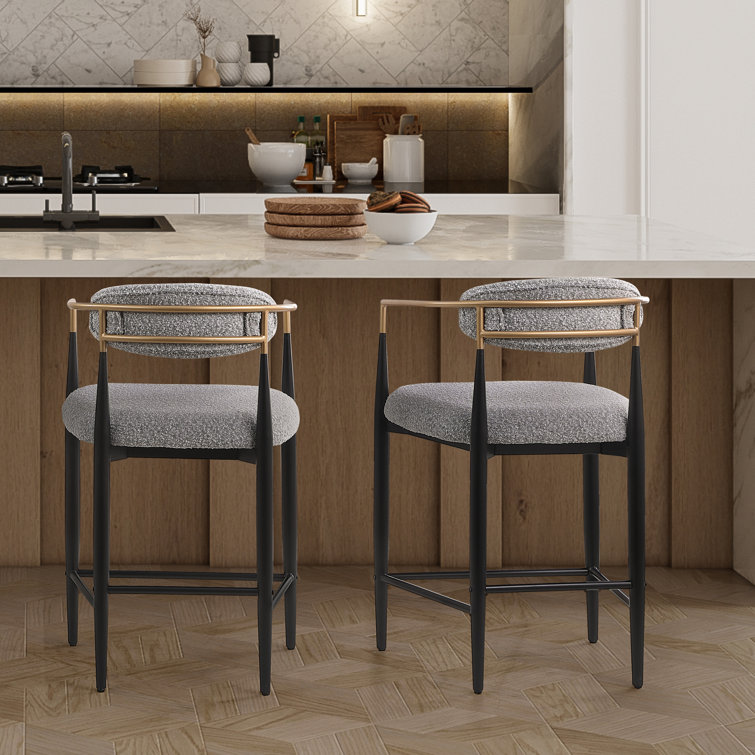 Upholstered 25.8" Counter Stool,  Modern Sleek Bar Chair (Set of 2)