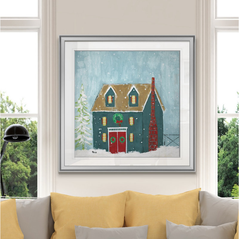 Prêt pour Noël - reproduction d'art sur papier, H 16 po x l 16 po x P 1,5 po, Encadrement argenté
