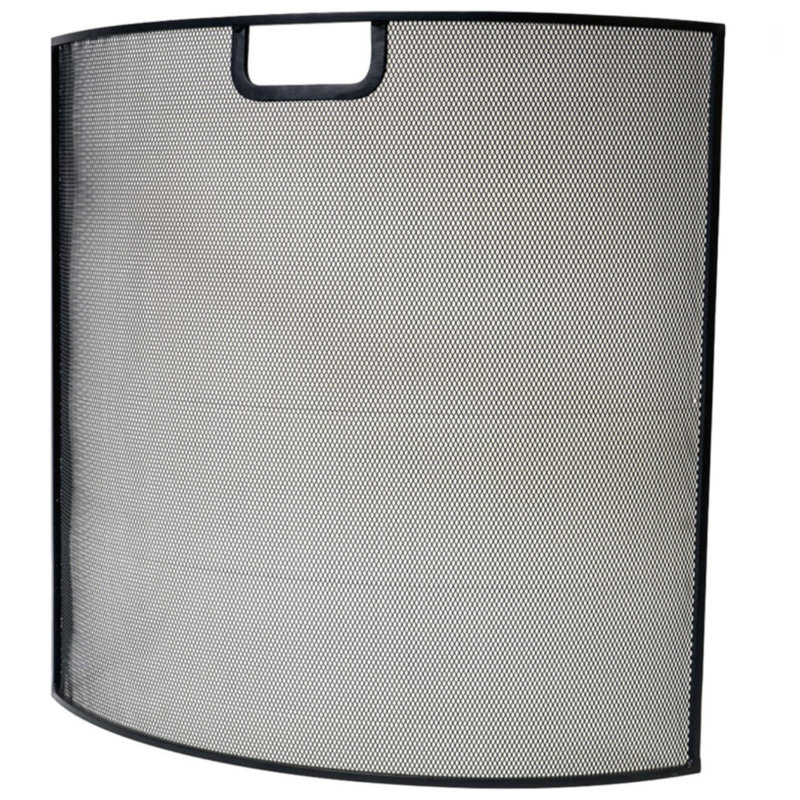 One Panel Black Iron Fireplace Screen