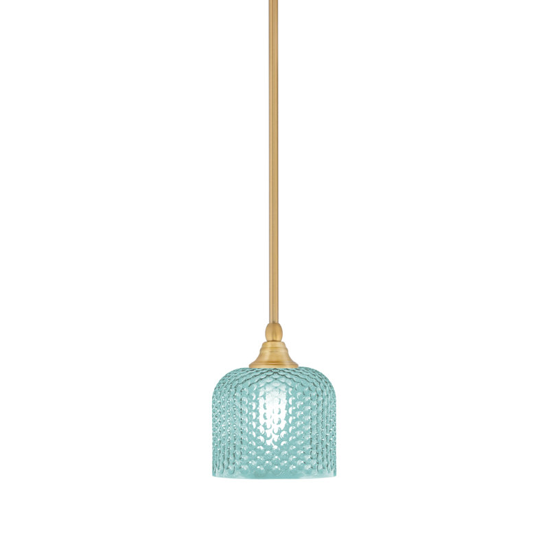 Stem 1 - Light Brass Shaded Pendant, Turquoise