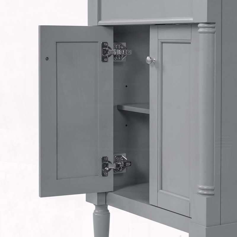 24" Modern Bathroom Vanity with 2-Tier Cabinet and Ceramic Sink, Gris