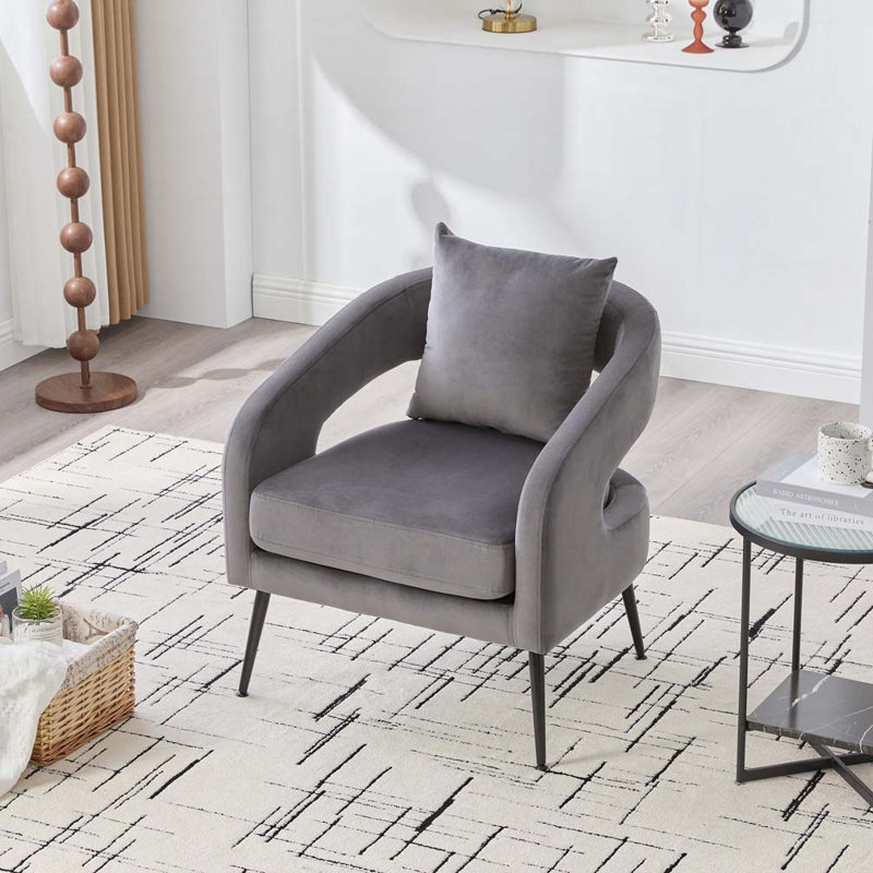 Chaise d'appoint rembourrée en velours, Gris anthracite