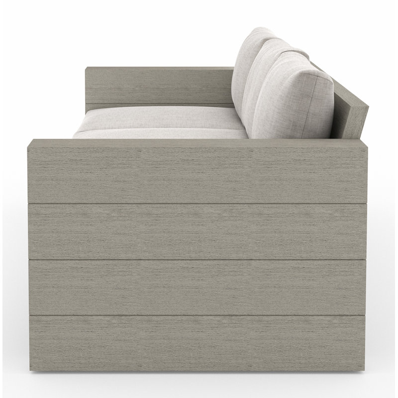 Tsubaki 96" Wide Patio Sofa, Weathered Gray, Charcoal Polypropylene/Olefin