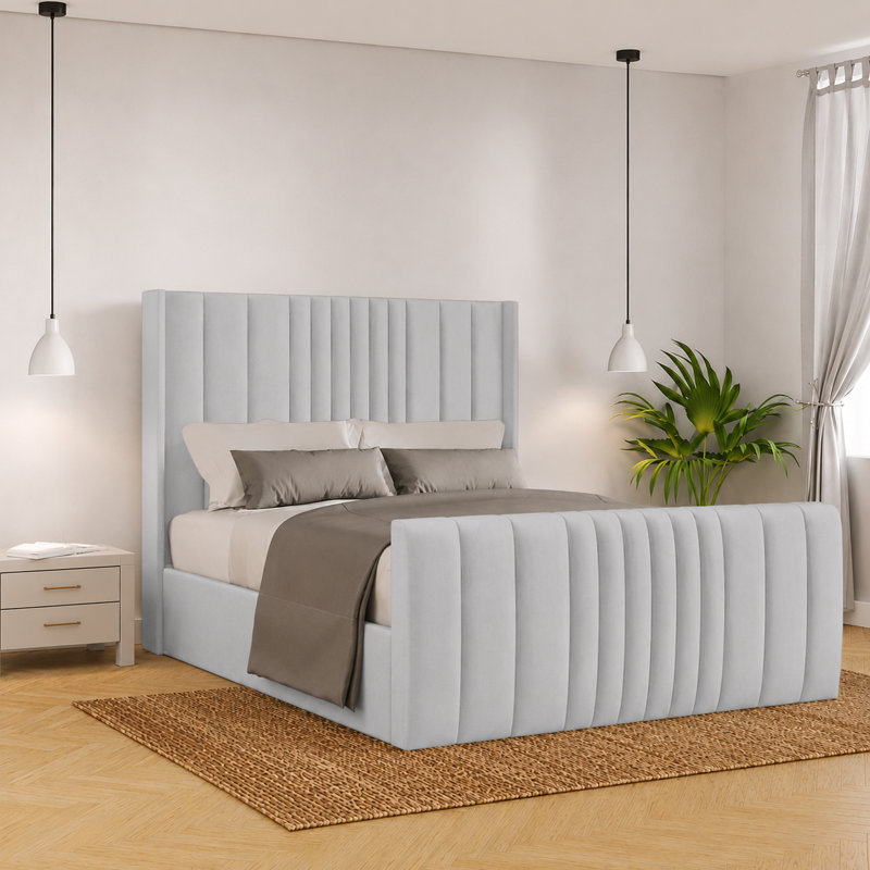 Bastin Upholstered Ottoman Storage Bed, Light Silver, Double (4'6)
