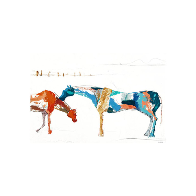Painted Horses Family I Print by Milton Coppo, Glass Coat, 40" H x 60" W x 1.5" D