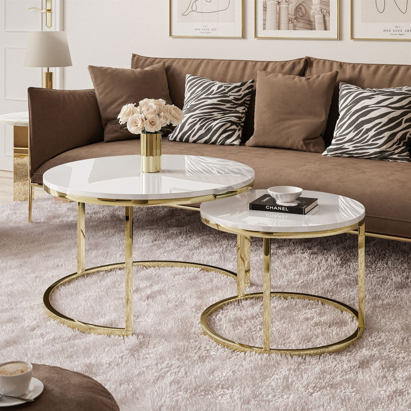 Micheroux 2 Piece Coffee Table, White