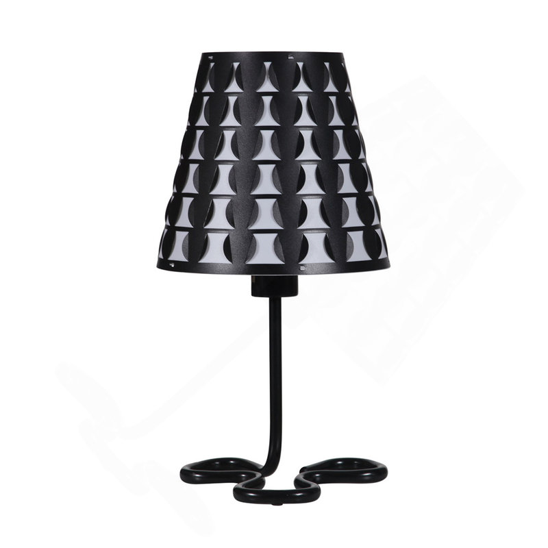 16" Traci Black Geometric Metal Table Lamp