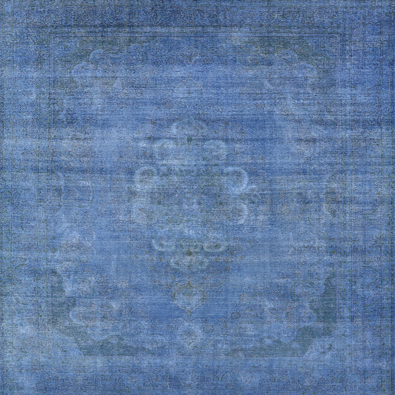 Tapis oriental bleu, Carré 7 pi